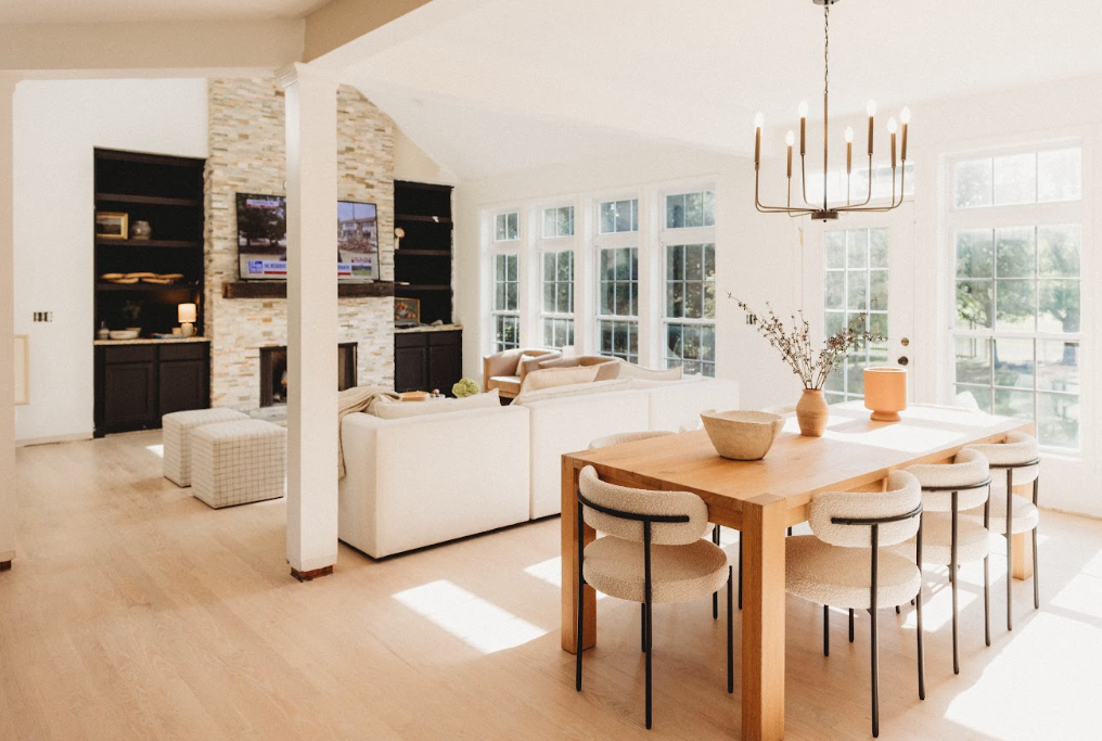 A close up of a wooden floor in a room.