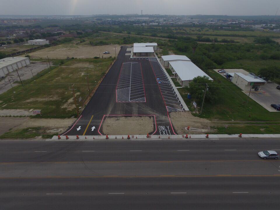 Top View Of Newly Renovated Parking Lot - Eagle Pass, TX - A.E. Hiller & Sons Inc.