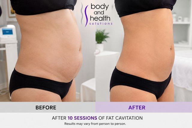 Before and after fat cavitation abdomen treatment after 10 sessions