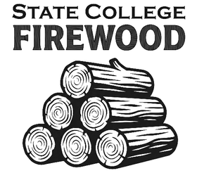 State College Firewood logo with stacked logs in black and white