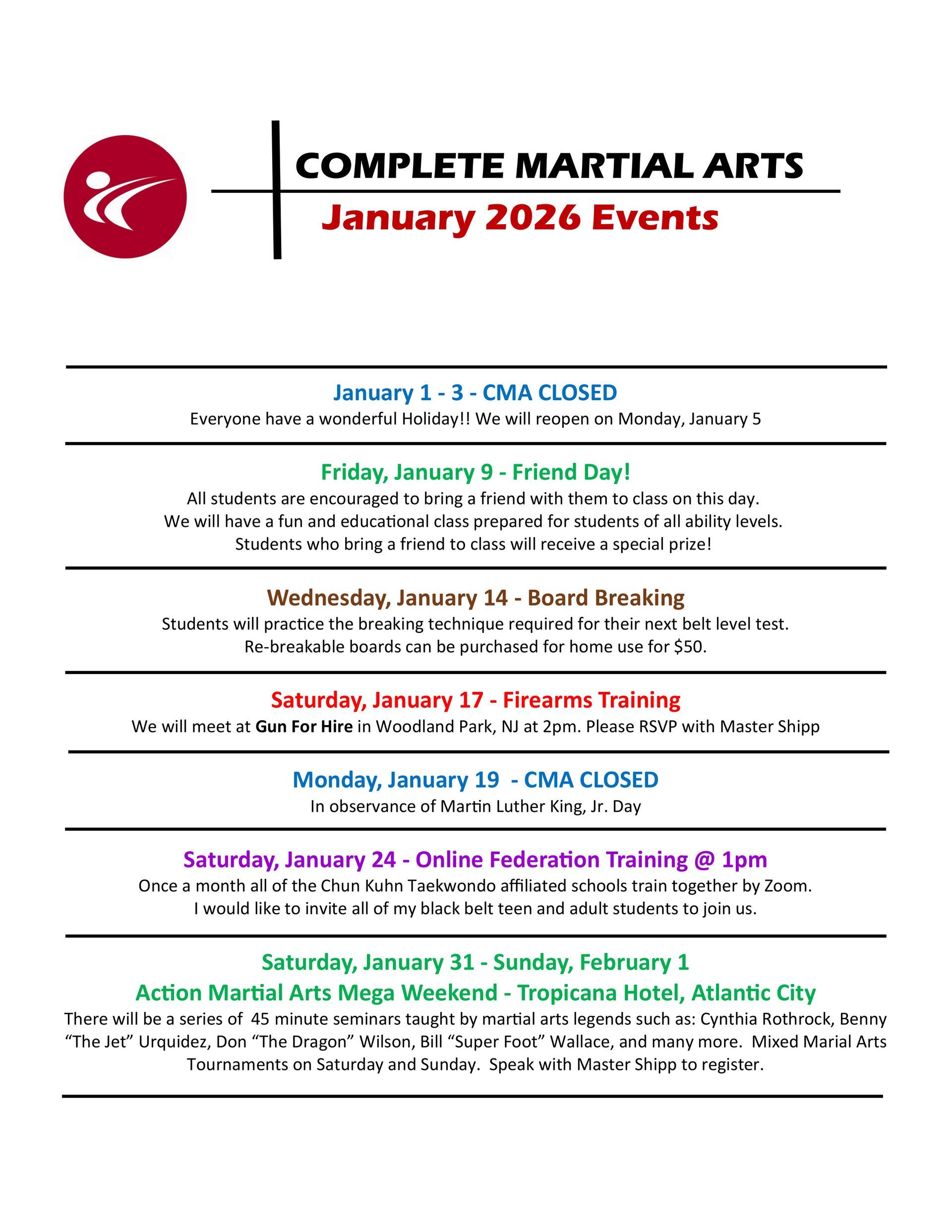 A list of martial arts events for august 2024.