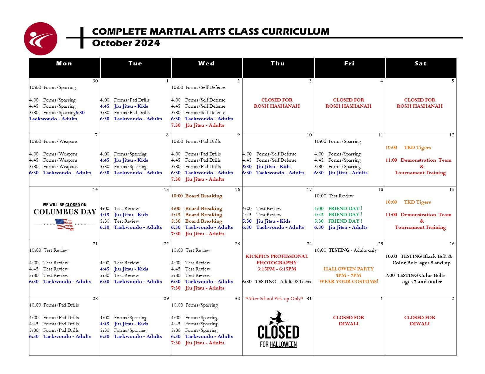 A complete martial arts class curriculum for may 2013