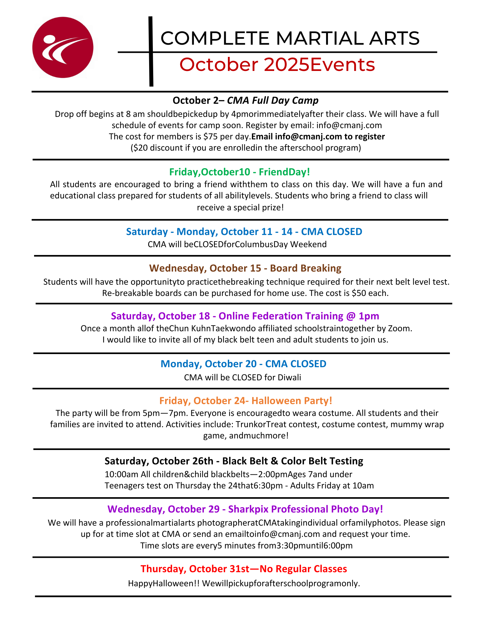 A list of martial arts events for august 2024.