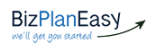 A logo for bizplaneasy with an arrow pointing up.
