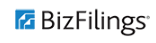A close up of a bizfilings logo on a white background.