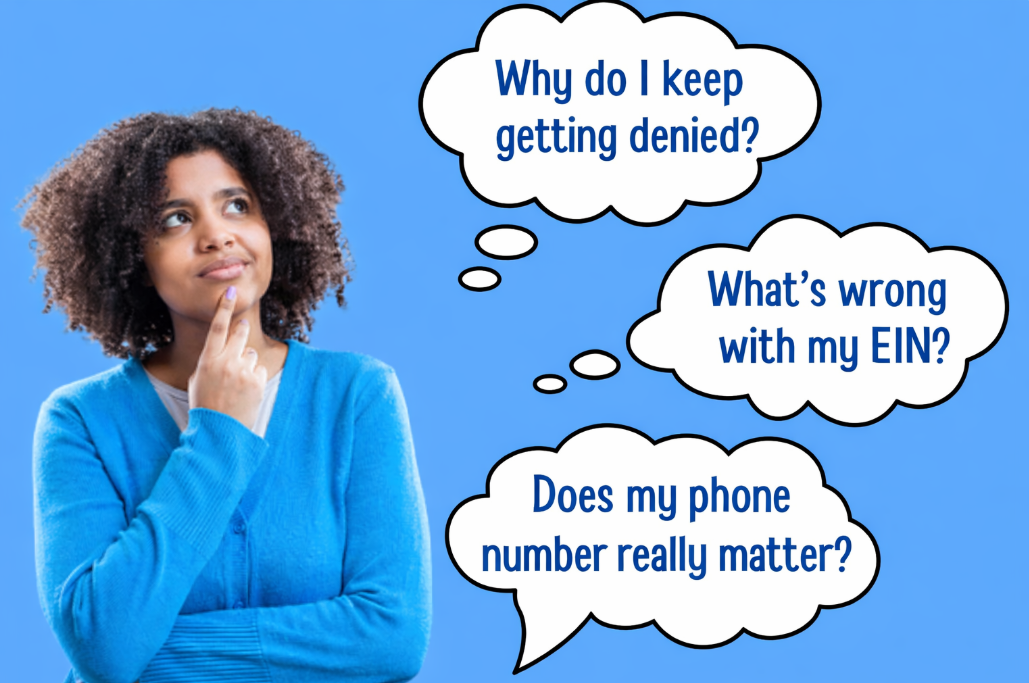 Woman pondering with thought bubbles: 