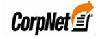 A black and orange logo for corpnet with an orange arrow.