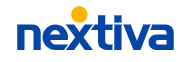 A blue nextiva logo with a yellow circle in the middle