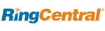 The logo for ringcentral is blue and orange on a white background.