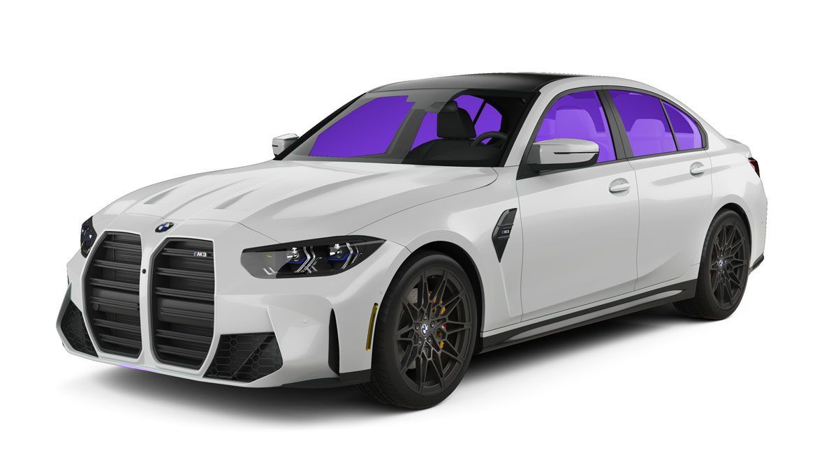 A blue tesla model s is on a black background.