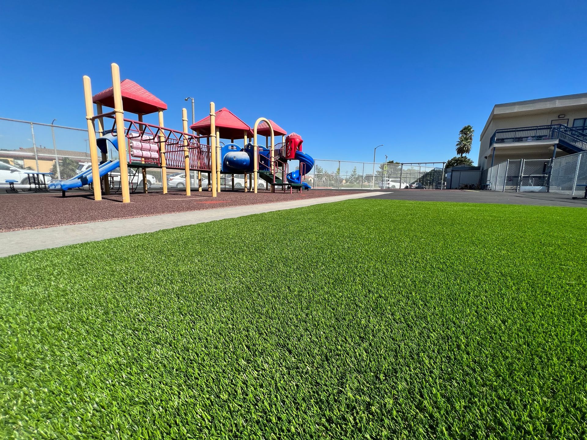 artificial grass on playground