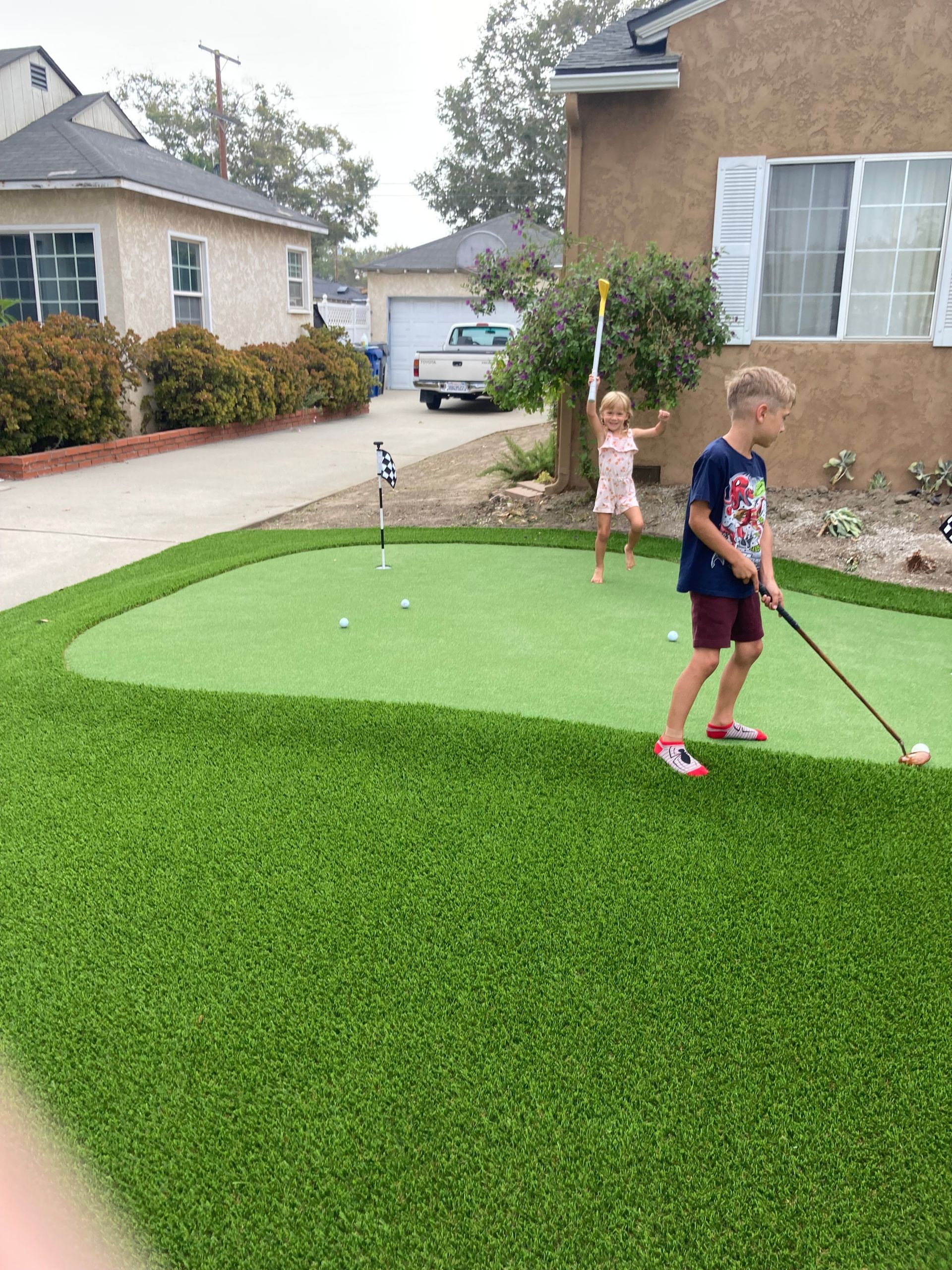 synthetic grass on slope