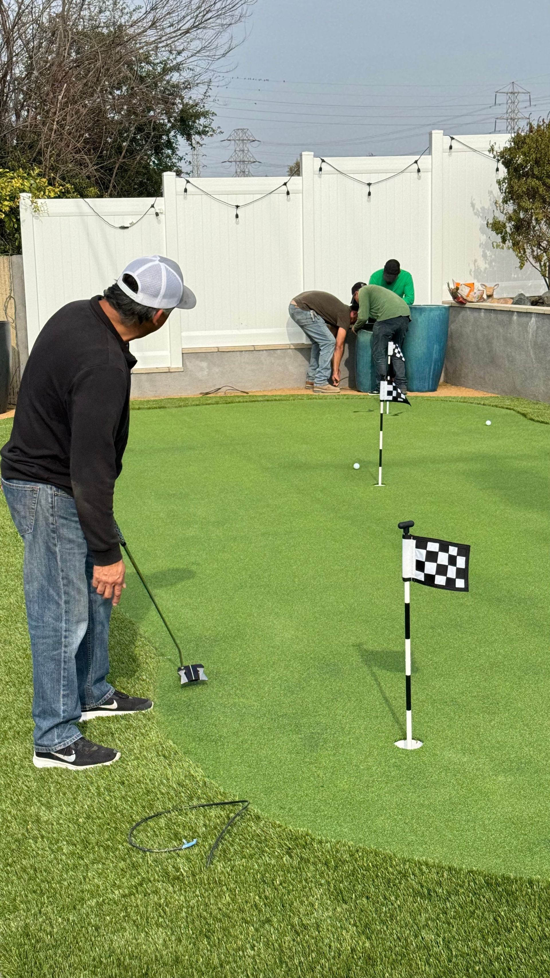 Patio table and pet turf