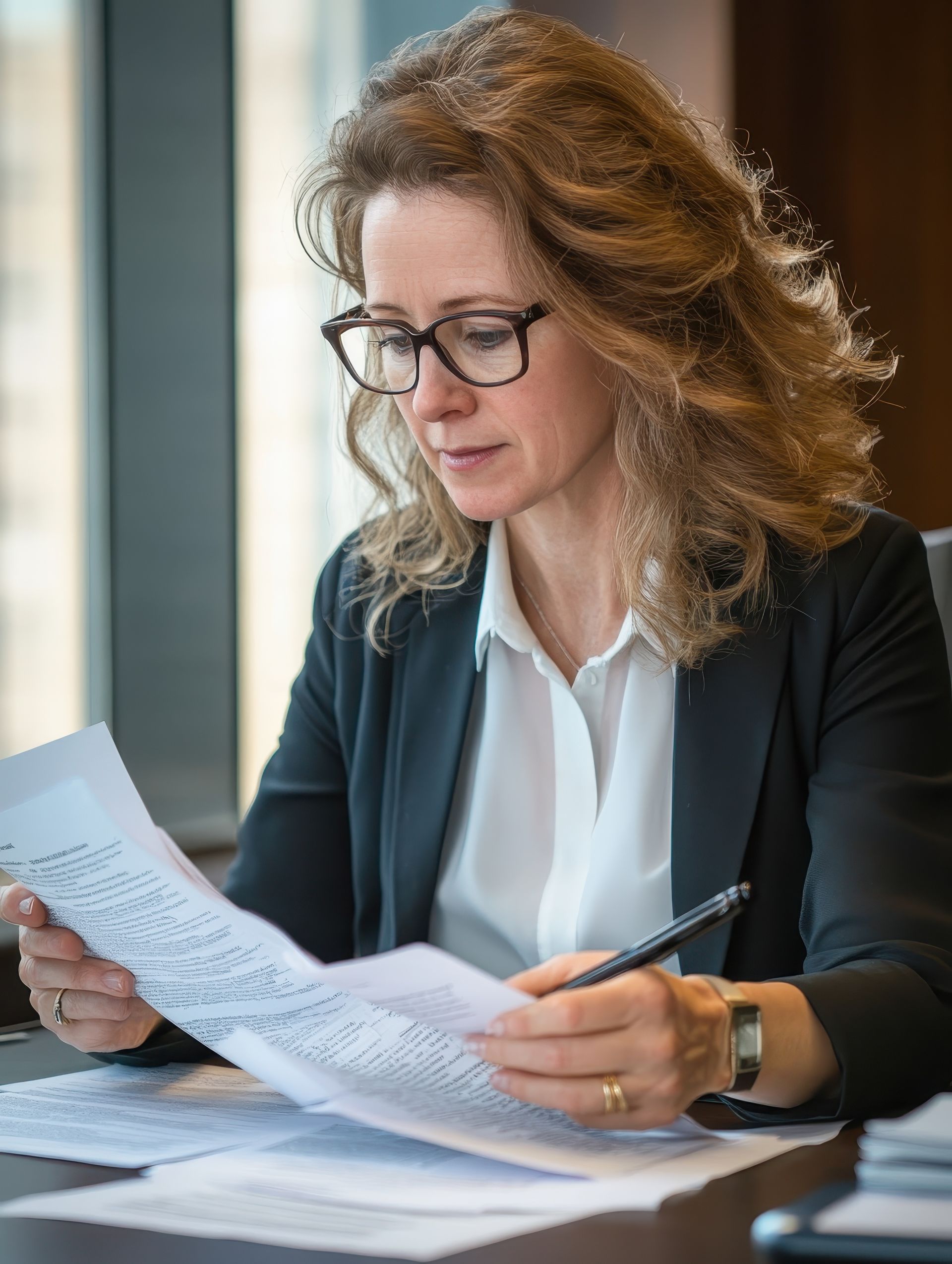 Professional reviewing documents for N12 landlord representation in Ontario