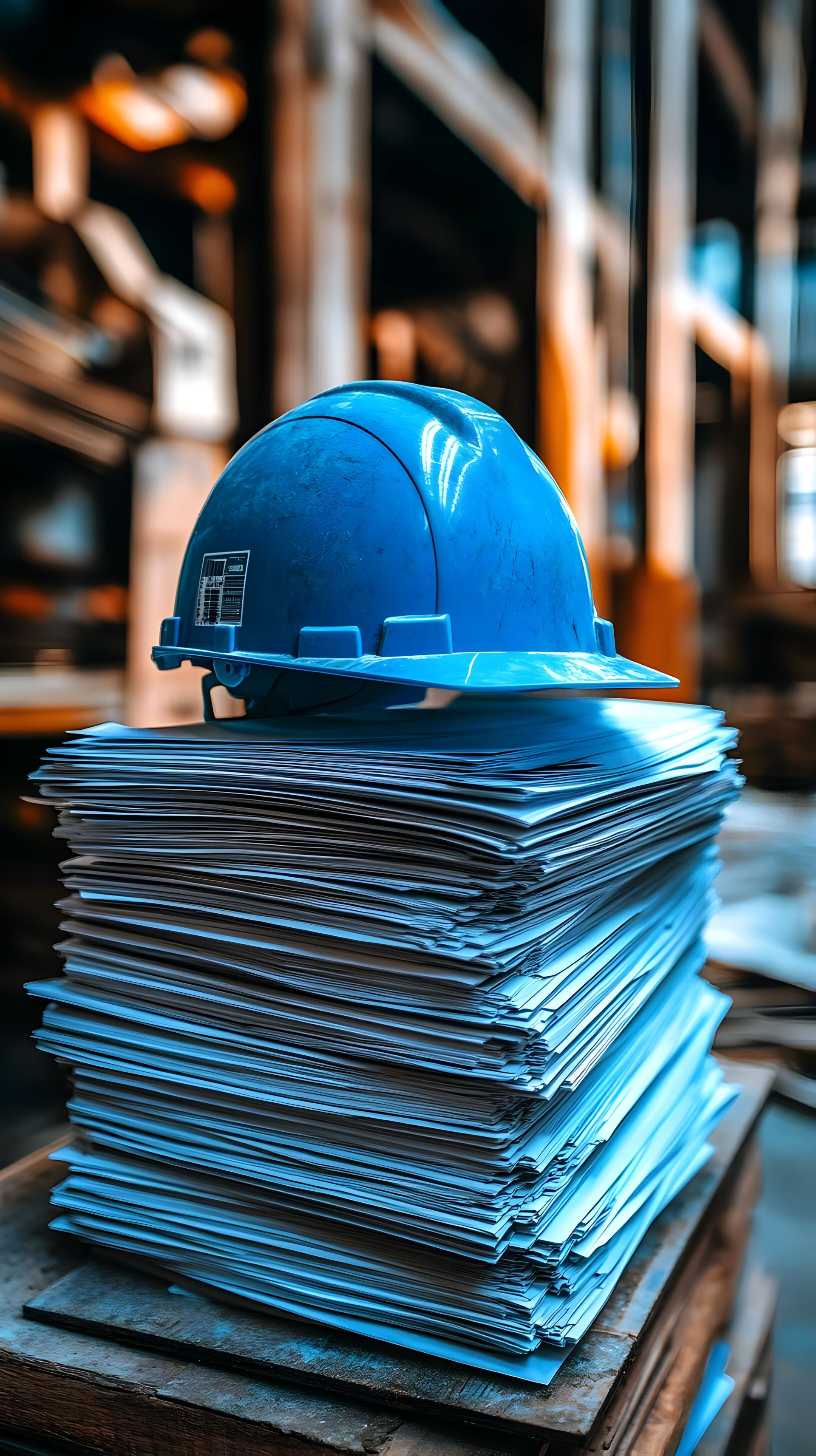 Construction documentation and hard hat representing N13 renovation notice compliance in Ontario