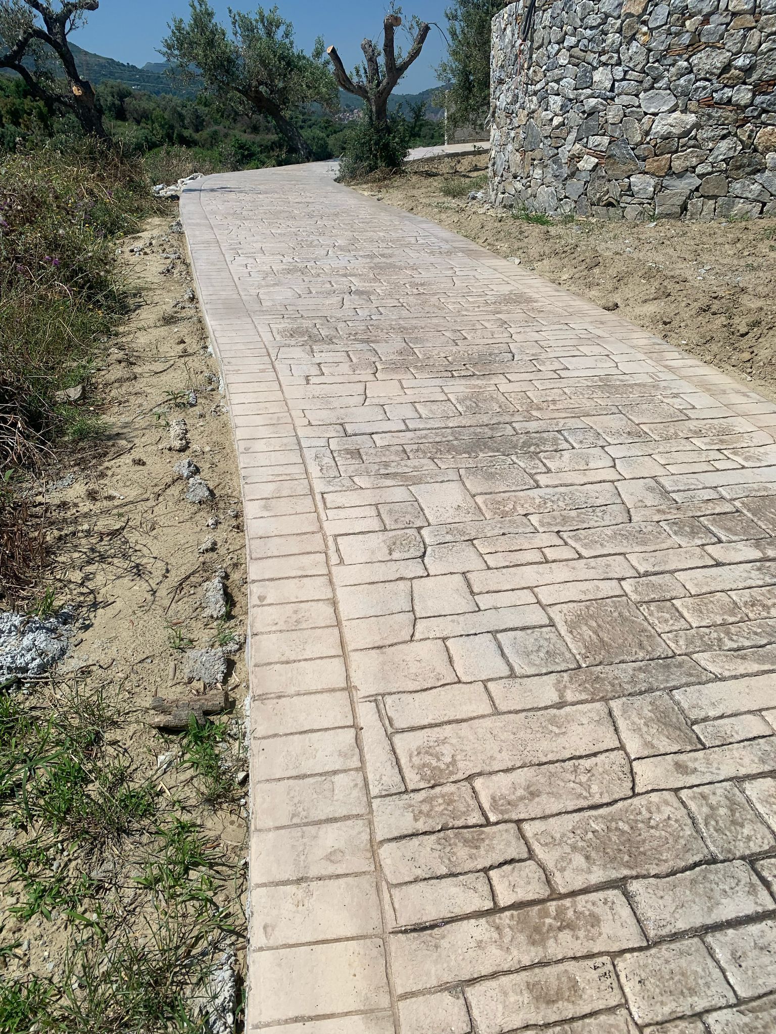 pavimento in cemento stampato per esterno