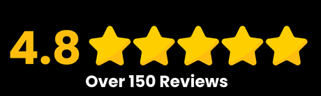 A sign that says 4.8 stars over 150 reviews