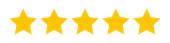 A row of five yellow stars on a white background.