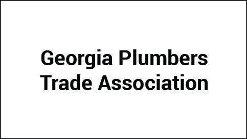 The logo for the georgia plumbers trade association is black and white.