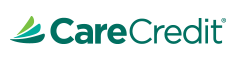 CareCredit logo with green text and a teal and green leaf design.