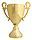 Golden trophy with handles.