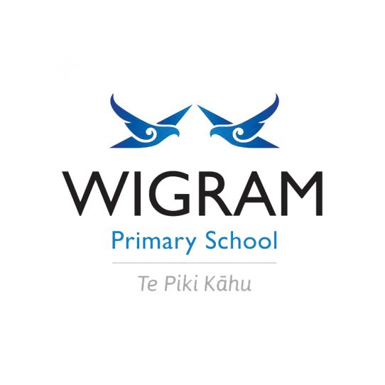 The logo for wigram primary school has two birds on it.