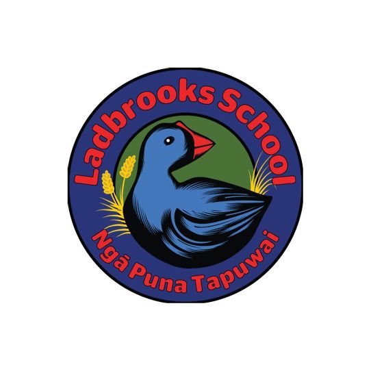A logo for ladbrooks school with a blue bird