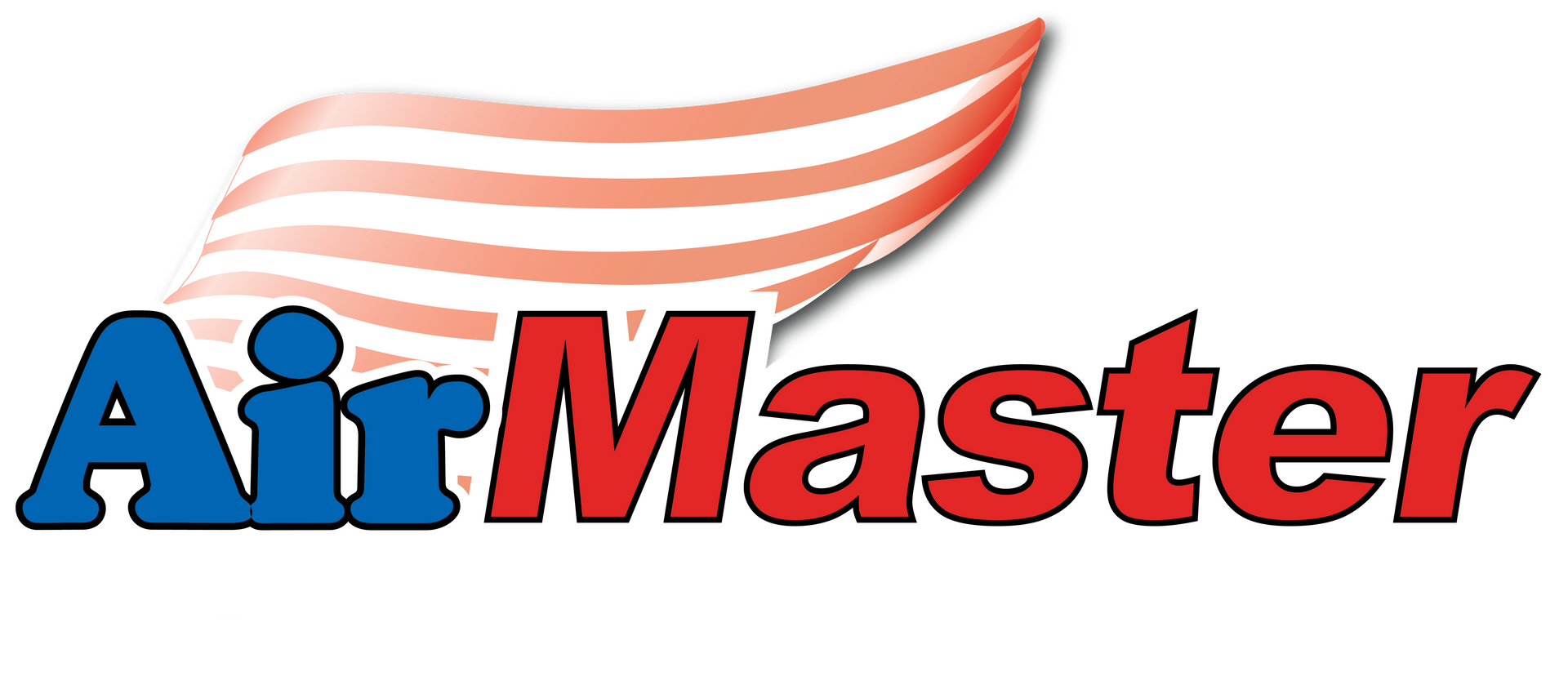 A red , white and blue logo for airmaster