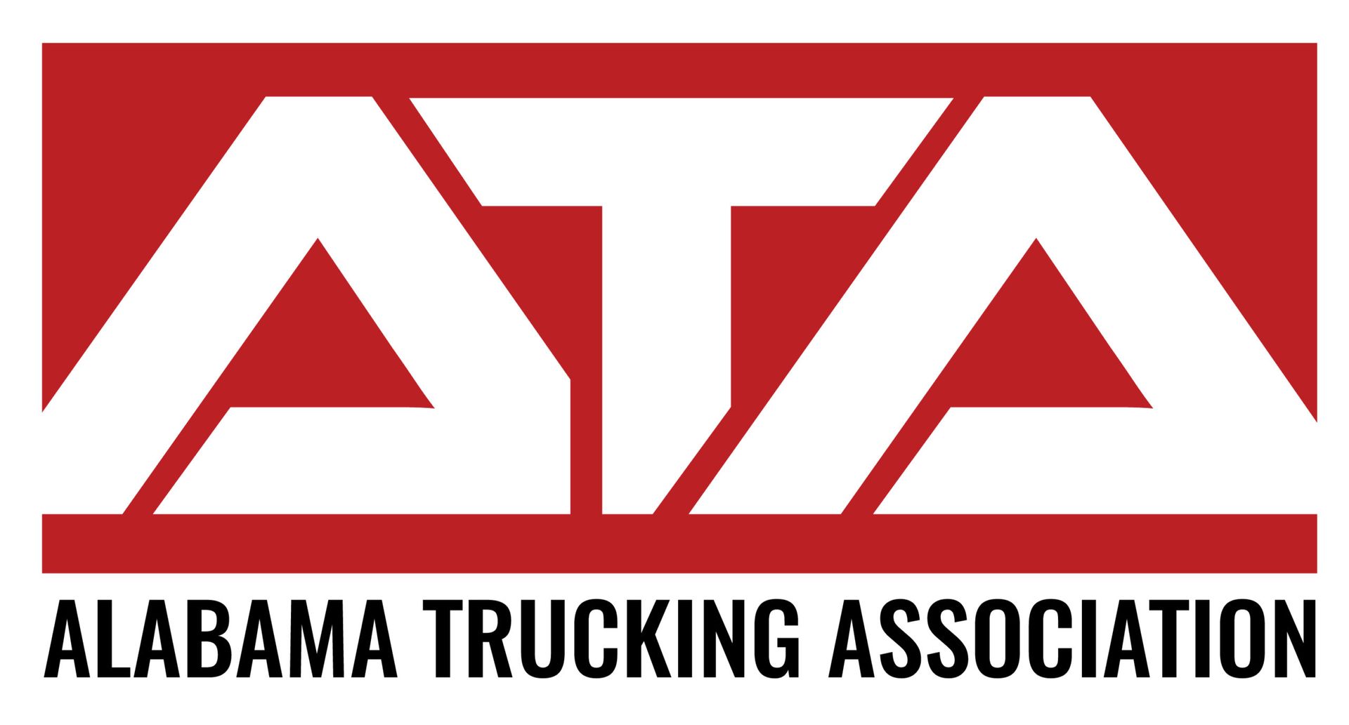 The logo for the alabama trucking association is red and white