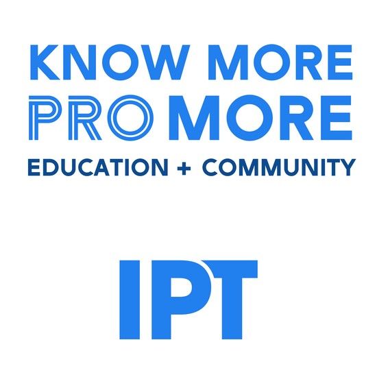 A blue sign that says know more pro more education community ipt