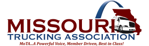 A missouri trucking association logo with a truck on it