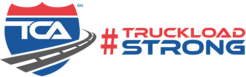 The logo for tca truckload strong shows a highway sign and a road.