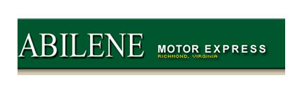A green sign for abilene motor express on a white background