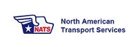 A logo for north american transport services with a red , white and blue logo.