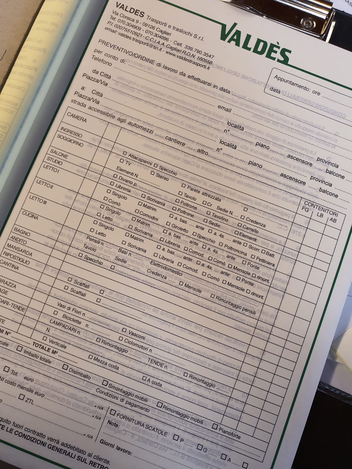 Modulo per trasporti e spedizioni
