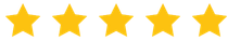Five gold stars in a row, indicating a high rating or excellent quality.