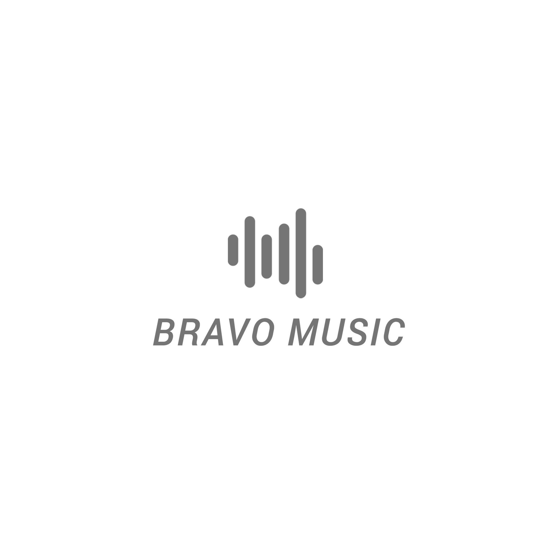 Bravo music is a music company with a logo that looks like a sound wave.