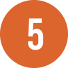 Orange circle with the number 5 in white. Orange circle with the number 5 in white.