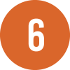 Orange circle with the number 6 in white. Orange circle with the number 6 in white.