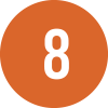 Orange circle with the white number 8 inside. Orange circle with the white number 8 inside.