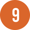 White number 9 in an orange circle. White number 9 in an orange circle.