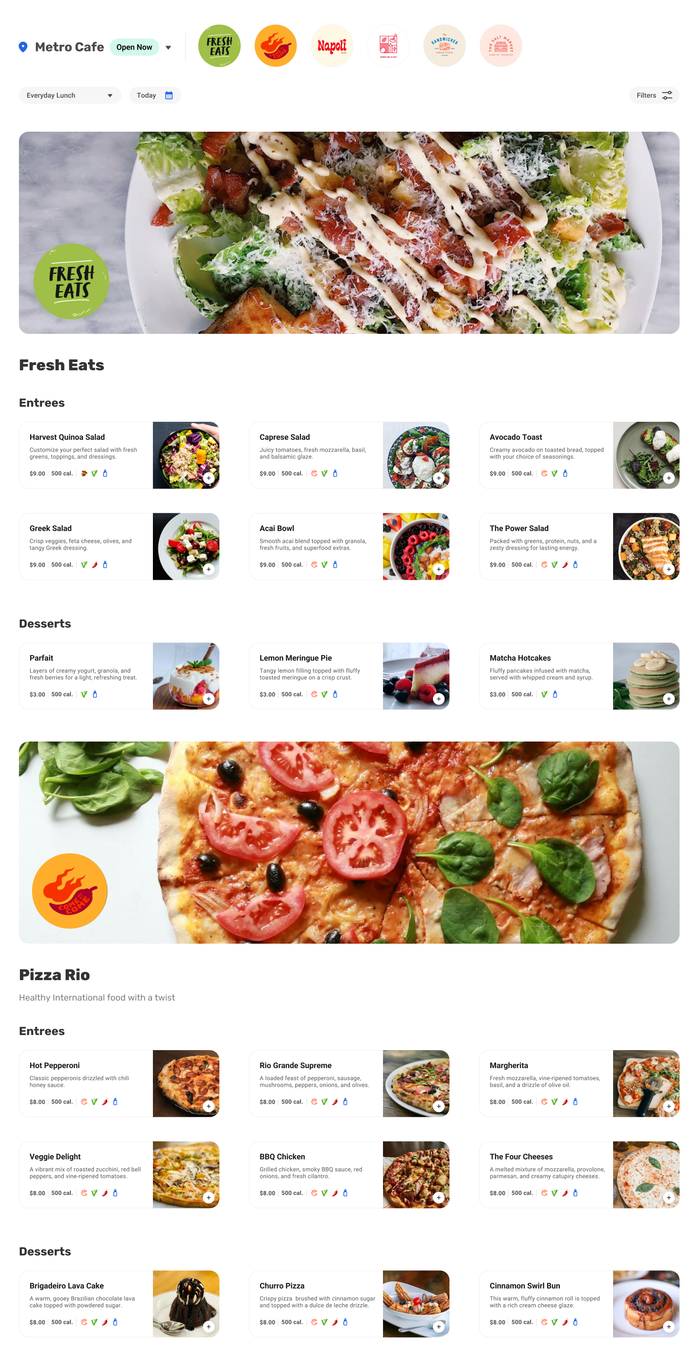 Nutrislice Essentials Menu Desktop