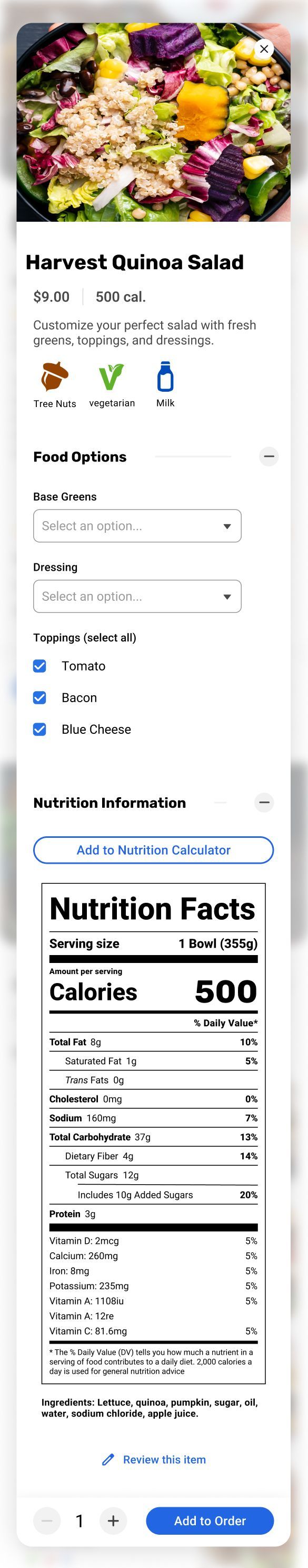 Nutrislice Essentials Mobile Menu Item
