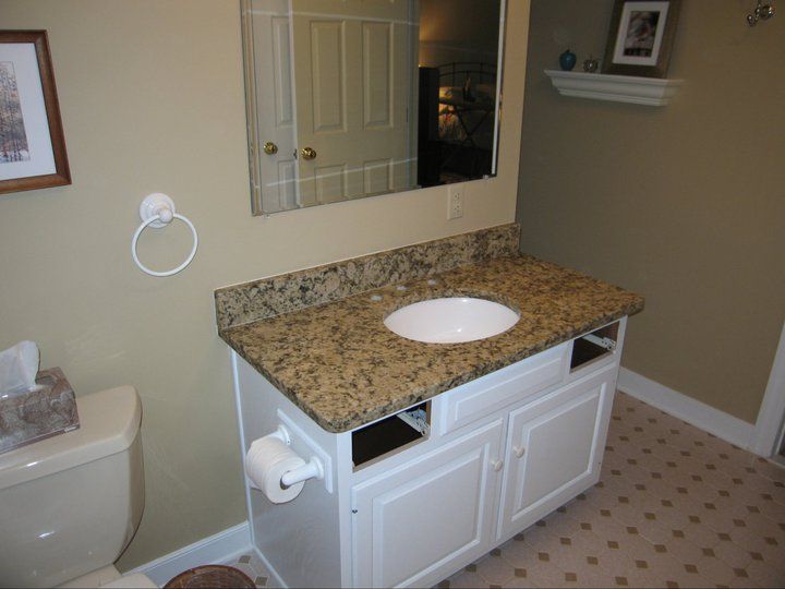 Bathroom with single sink — Powhatan, VA — Commonwealth Countertops