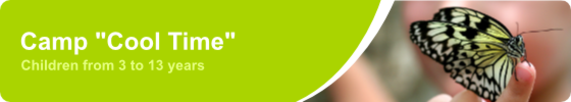 A green circle with the words camp