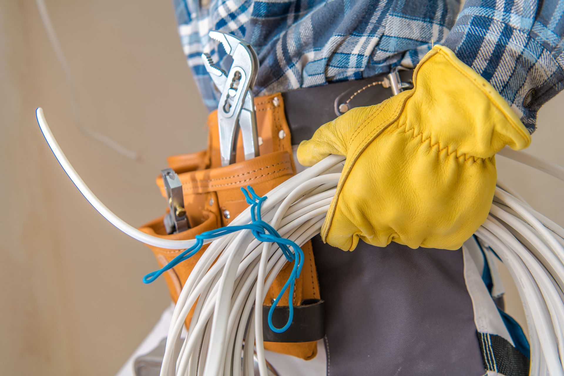 electrician installing generator 