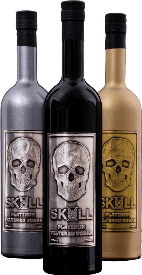 Skull X vodka bottles
