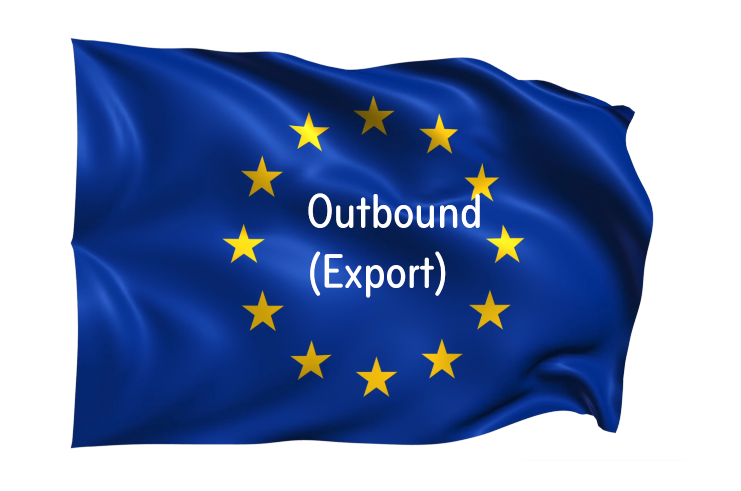 A flag of Europe with the text Outbound Export from Europe