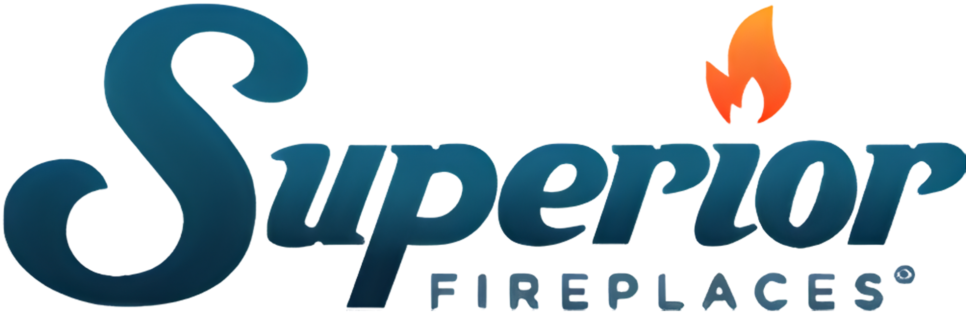 Superior Fireplaces logo with a stylized flame icon.