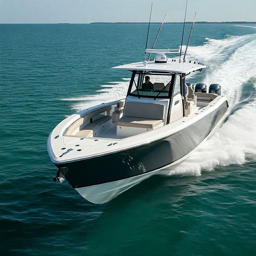 A boat is floating on top of a body of water.